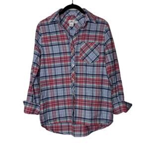 Vineyard Vines Plaid Button-Down Shirt Women's Size 0/XS Pink/Blue RELAXED fit